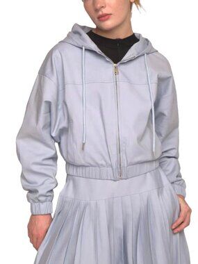 Women’s Dolman Sleeve Hoodie Jacket with Welt Pockets – Soft Blue